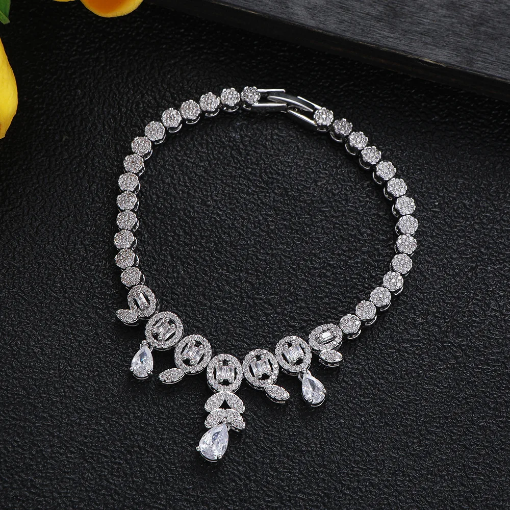 

HIBRIDE New Daily Clothing Accessories Round Pink Water Drop Daily Bracelet Women Jewelry Party Gift Travel Holiday Wedding B189