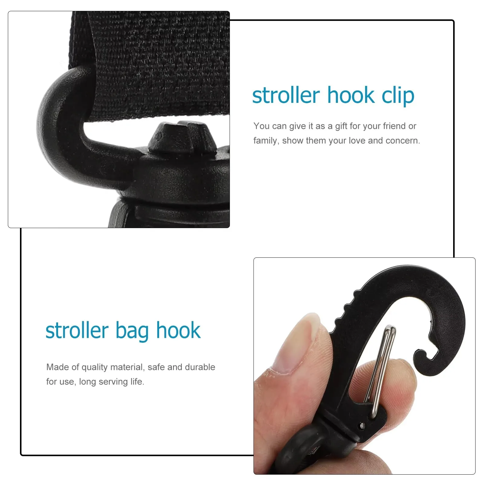 2-12Pc Stroller Hook Organizer Clip Portable Lightweight Baby Buggy Hook 360 Degree Rotation StrollerBag Holder Convenient