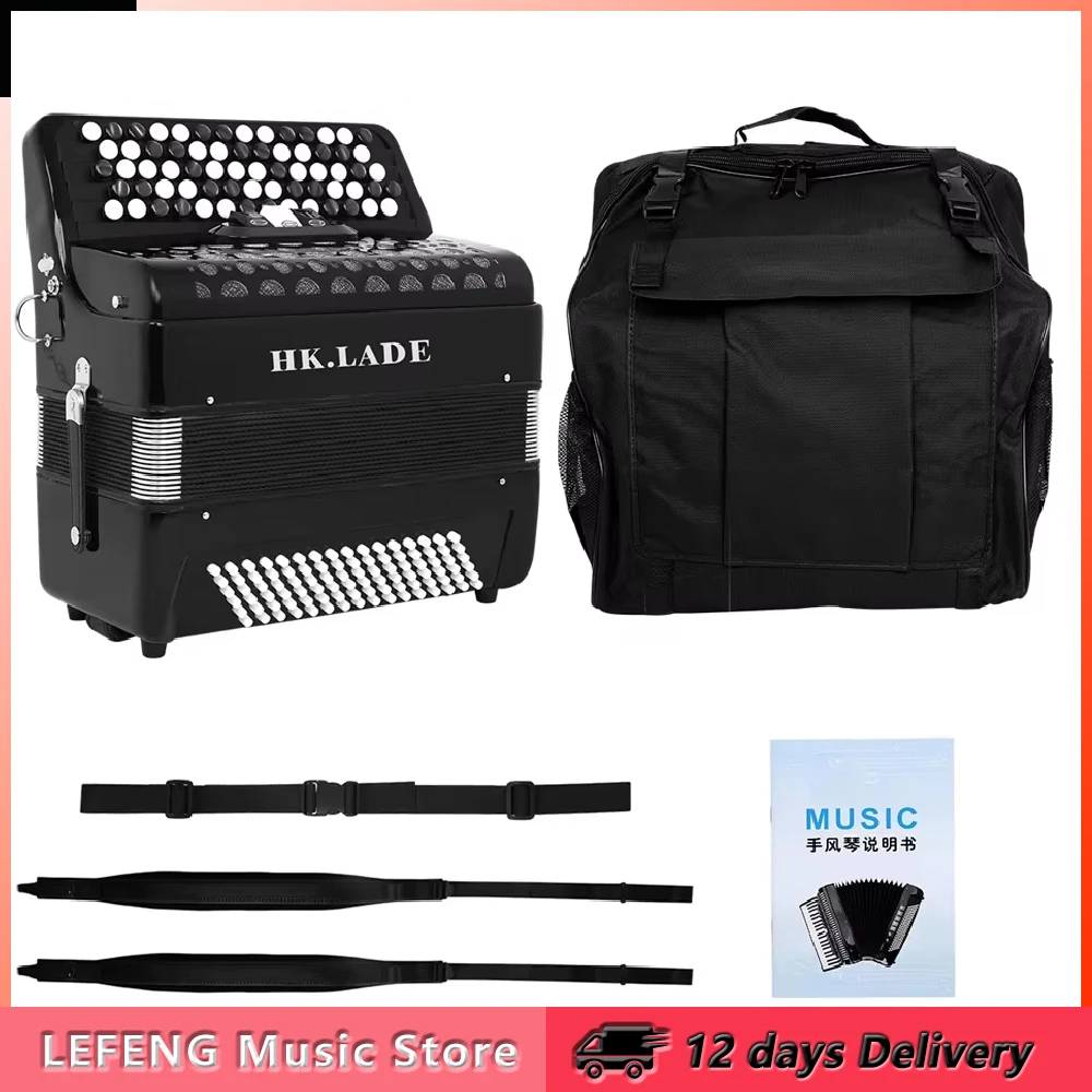 HK.LADE AH-220 Bayan Accordion 69 Keys 96 Bass Multiple-voice Accordion with Bag Keyboard Instrument for Grading Performance