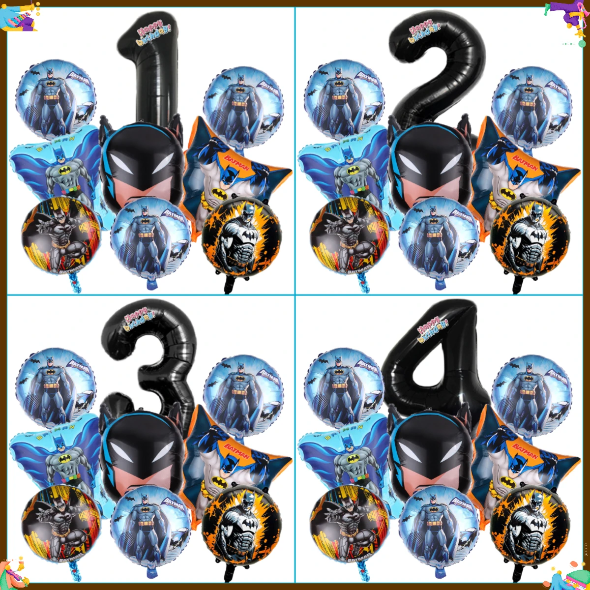 Confetti Balloon Set - 9pcs Cartoon Batman Superhero Baby Shower