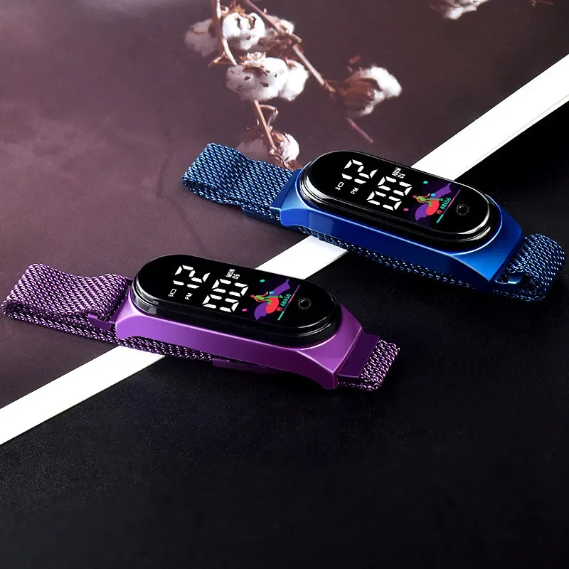 2023 New Led Women Watch Magnetic Watchband Strap Waterproof Touch Feminine Clock Fashion Digital Wristwatches Relogio Feminino