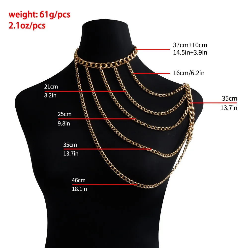 Fashionable Trendy Halter Neck Chain Lock Geometric U-Shaped Fringed Single Shoulder Body Chain for Women Sexy Body Jewelry