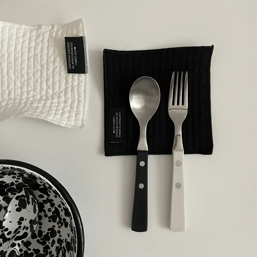 Quilted Cotton-Themed Thin Striped Fabric Coaster Heat Insulation Placemats for Daily Use