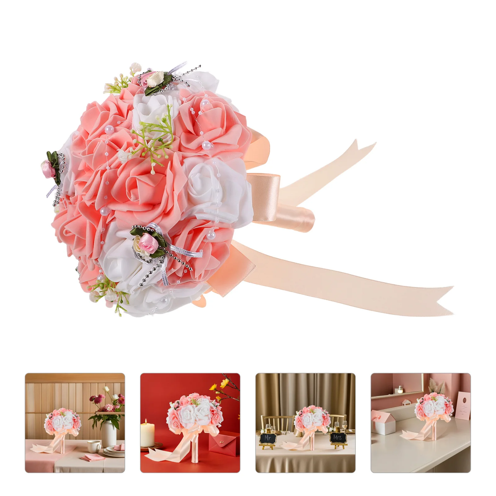 

Bouquet For Bride Bridesmaids Artificial Rose Bridal Holding Flowers Wedding Church Elegant Large Realistic Design Handcrafted