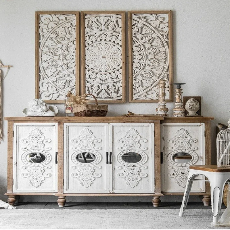 Solid wood old dining room living room locker shoe cabinet