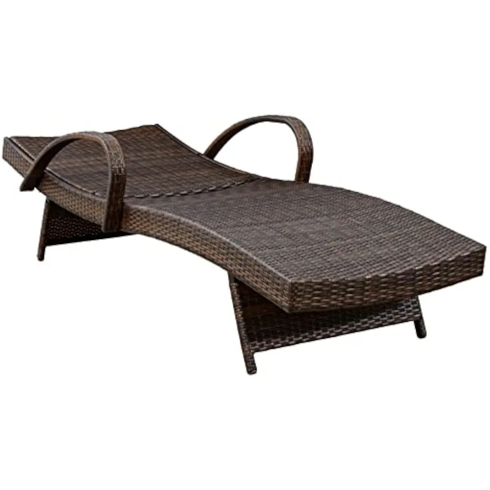 Outdoor Kantana 2-delige terrasrieten chaise longueset, bruin