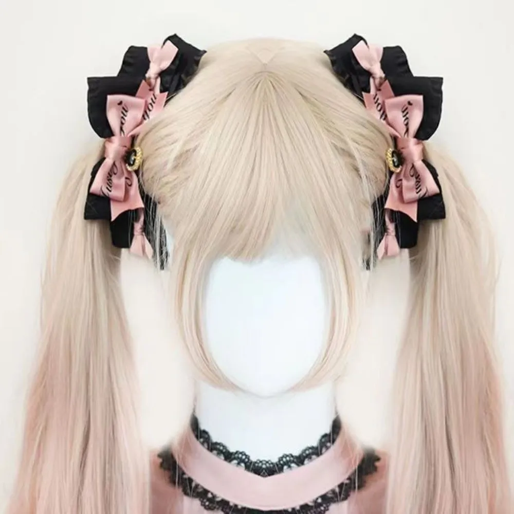1 Pair Y2K Style Lolita Hair Clip Bow Design Japanese Style Wing Bow Hair Clip Party Accessory 3D Design Double Ponytail Clips