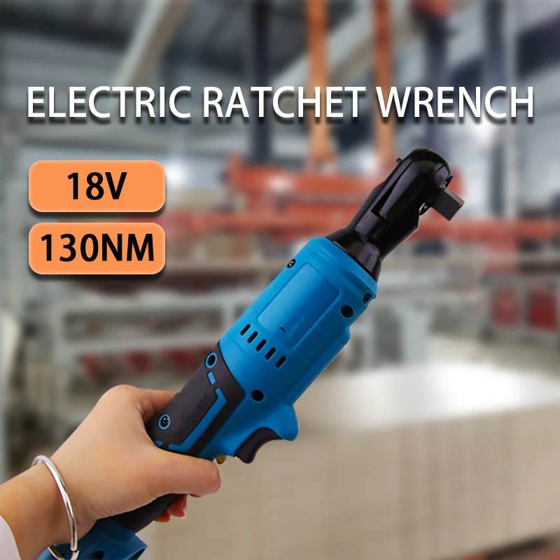 Imagem -02 - Ângulo Direito Elétrico Ratchet Wrench Azul Ferramentas Manuais 18v Bateria 130nm 800r Min