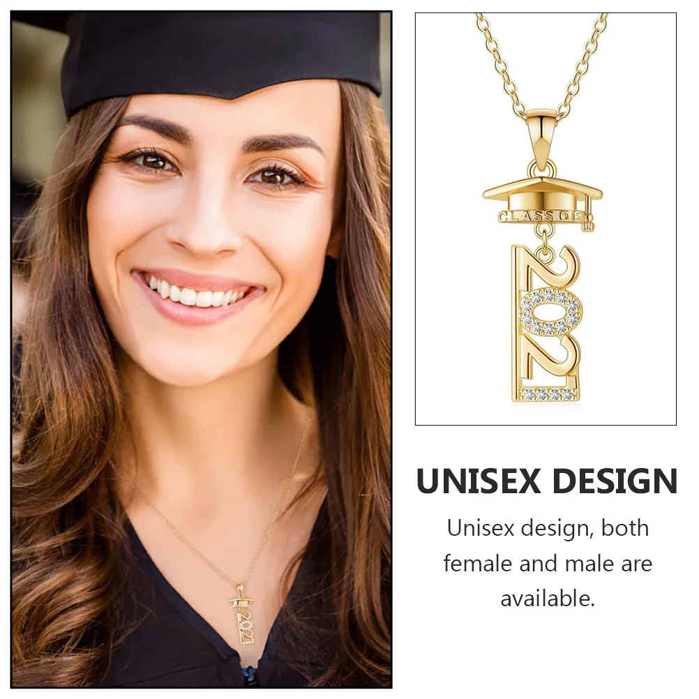 

1pc Doctoral Cap Necklace Gold Plated Copper Unisex Graduation Gift For Class Of 2021 Adjustable Chain Jewelry Decor