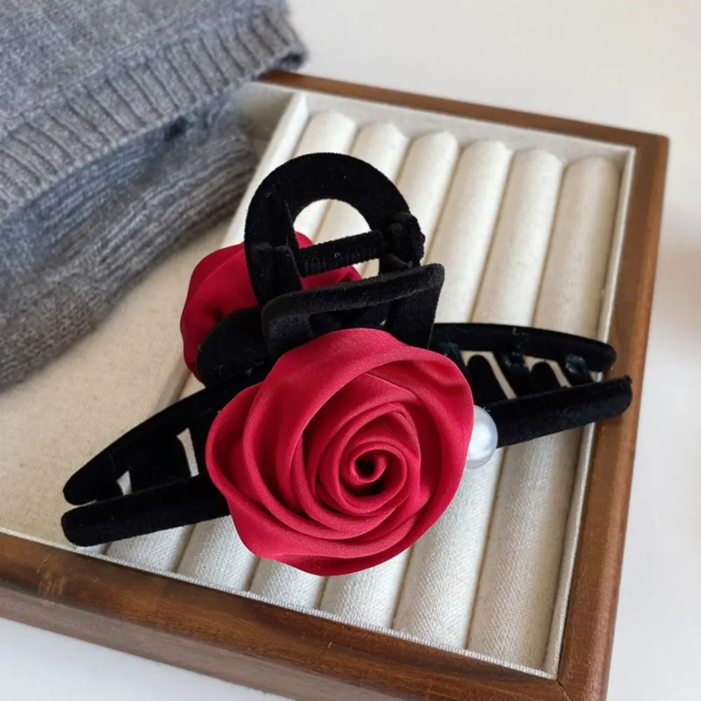 

Cute Pearl Velvet Bow Hair Claw Grab Clip Flower Red Rose Hair Clip Hair Rope Barrettes Velvet Headband Travel