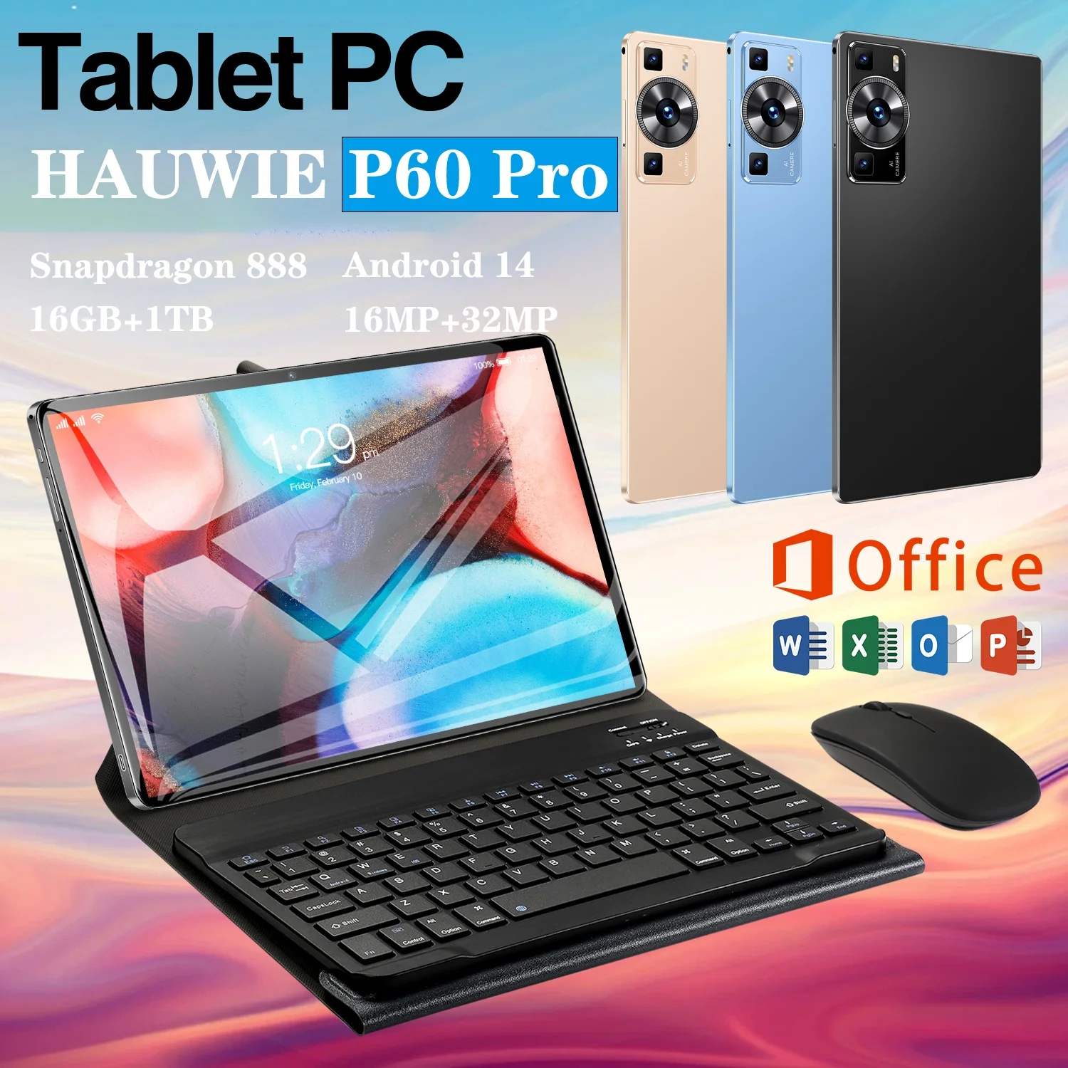 

Global Version HAUWIE P60 Pro Tablet Android 13 16GB+1TB 11 Inch Snapdrago 888 5G Dual SIM Card Phone Call WIFI HD 4K Tablet PC