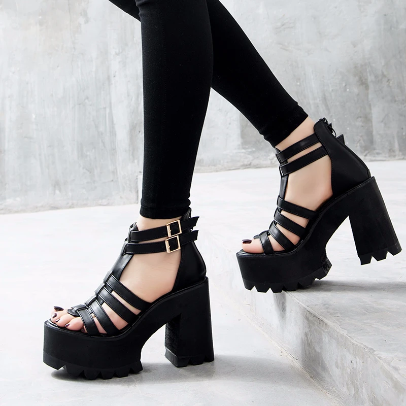 chunky heel sandals punk shoes Sandals High Heels Platform Sandals 2024 Women Summer Shoes women's sandal chunky shoes