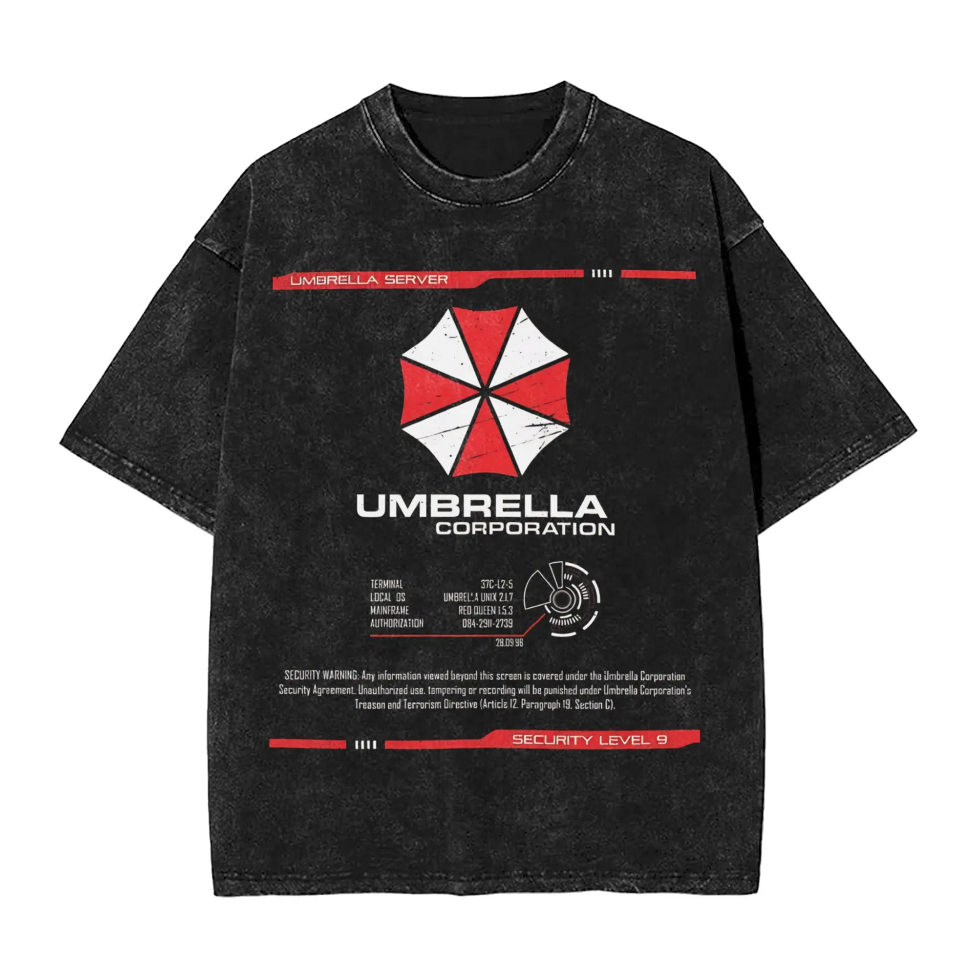 Washed T Shirts Umbrella Corporation Server Vintage Hip Hop T-Shirts Harajuku  Streetwear Tops Tee Shirt for Men