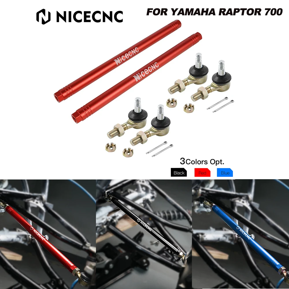 

NICECNC For Yamaha Raptor 700 2006-2024 700R 2009-2024 Quad Ball Joint Tie Rod Kit Aluminum # 42-1030 ATV Accessories