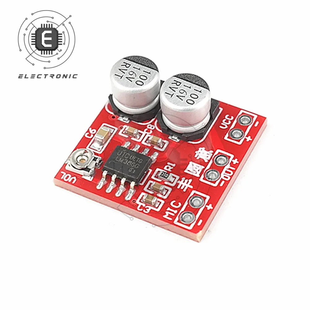 LM386 Electret Mikrofon Amplifier Papan Mikrofon Amplifier dengan Potensiometer DC4-12V Mikrofon Pickup Modul
