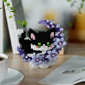 미니 도그 고양이 팬더 너구리 귀여운 애완 동물 작은 빌딩 블록 모델 시리즈 장식품 어린이 장난감 크리스마스 생일 선물 8 최고의 판매 레고 생일 장식 - №7