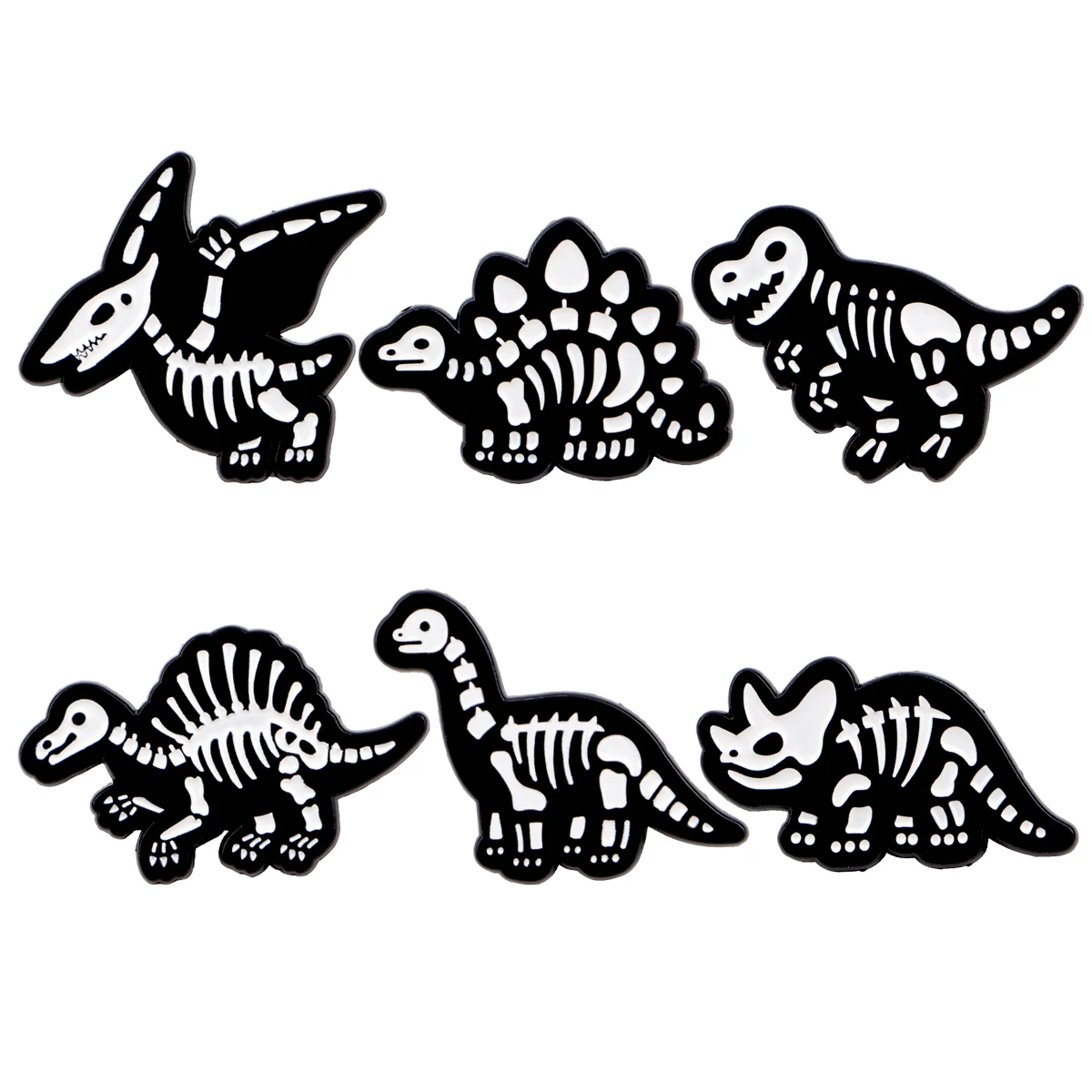 Dinosaur Bones Enamel Pins Metal Cartoon Brooch Backpack Hat Bag Collar Lapel Badges Men Women Fashion Jewelry Collection Gift