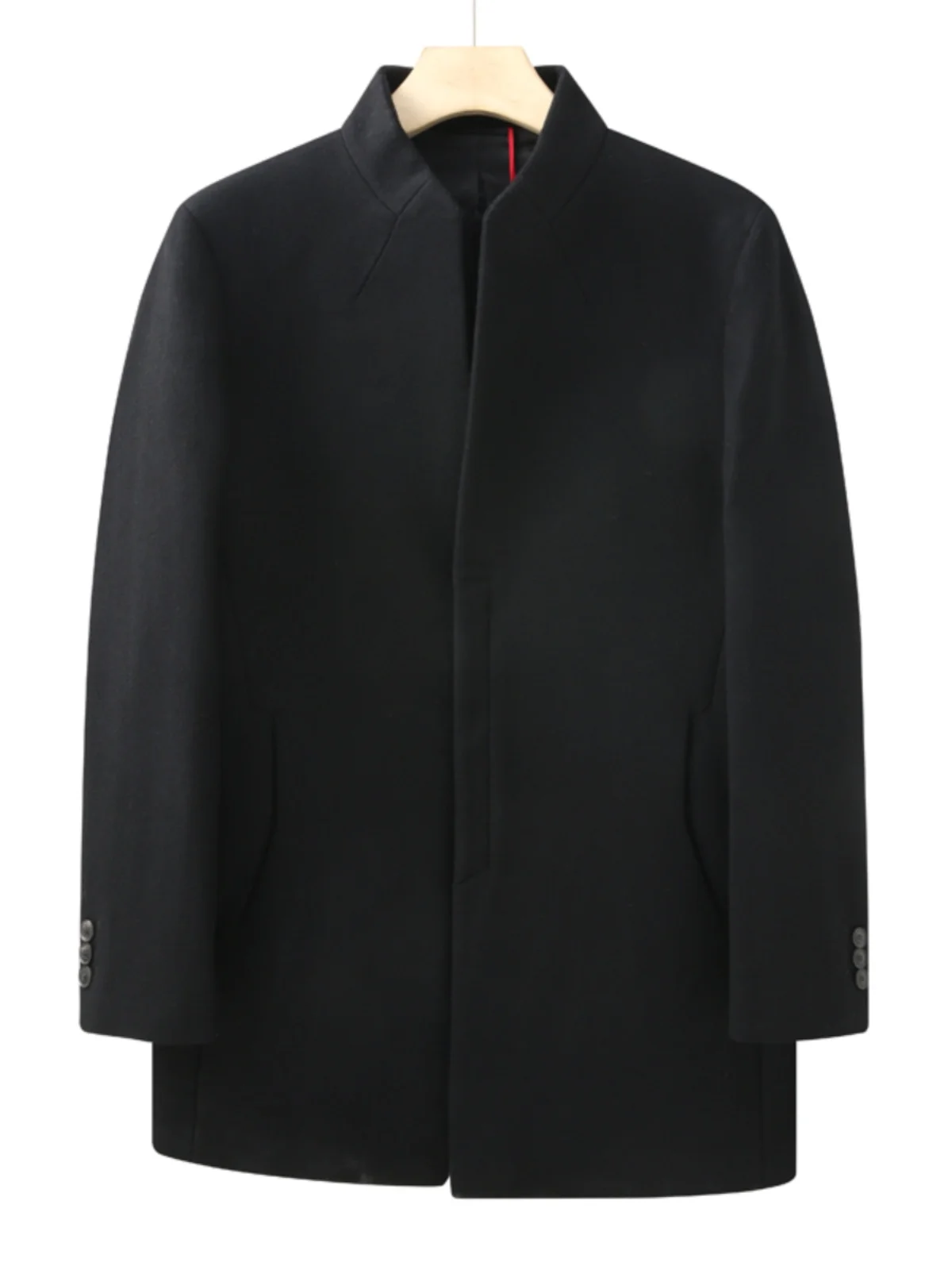 

Men's Woolen Coat CA264 Autumn Winter Faionable Windproof Warm Zipper Airport Cargo Stand Fit Urban Sle Casual Wear