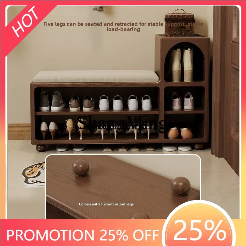 

FG good-looking Solid Wood Shoe Changing Bench for Home Entrance, Integrated Shoe Cabinet, Entryway Shoe Rack Bench