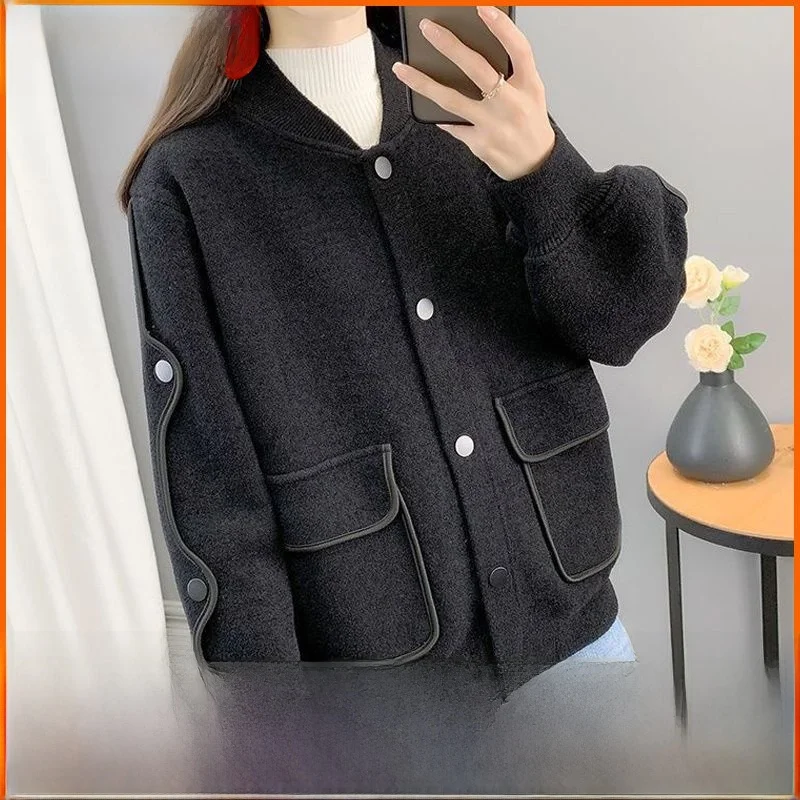 

Утепленный вязаный кардиган большого размера для женщин, повседневная свободная верхняя одежда с длинными рукавами, зимнее пальто для холодной погоды