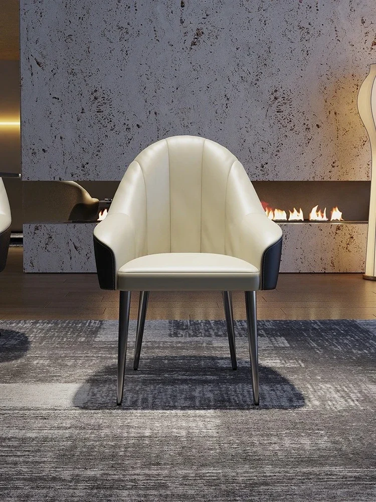 Italian Microfiber Leather Dining Chair Home Study Couch Modern Minimalist Leisure Chair