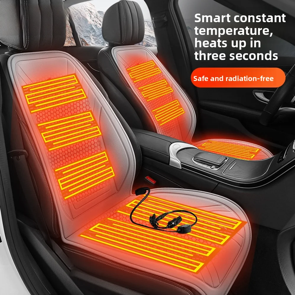 Graphene Car Seat Heater Winter 12v/24v Car-mounted Electric Heating Plush Seat Cover For Warmth Single Seat