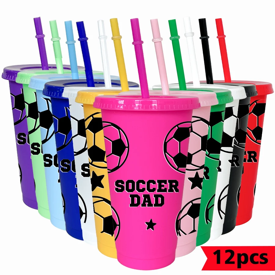 12pcs-set-football-star-pattern-26oz-colored-plastic-party-cold-cup-for-birthday-back-to-school-gift-gameday-drinkware