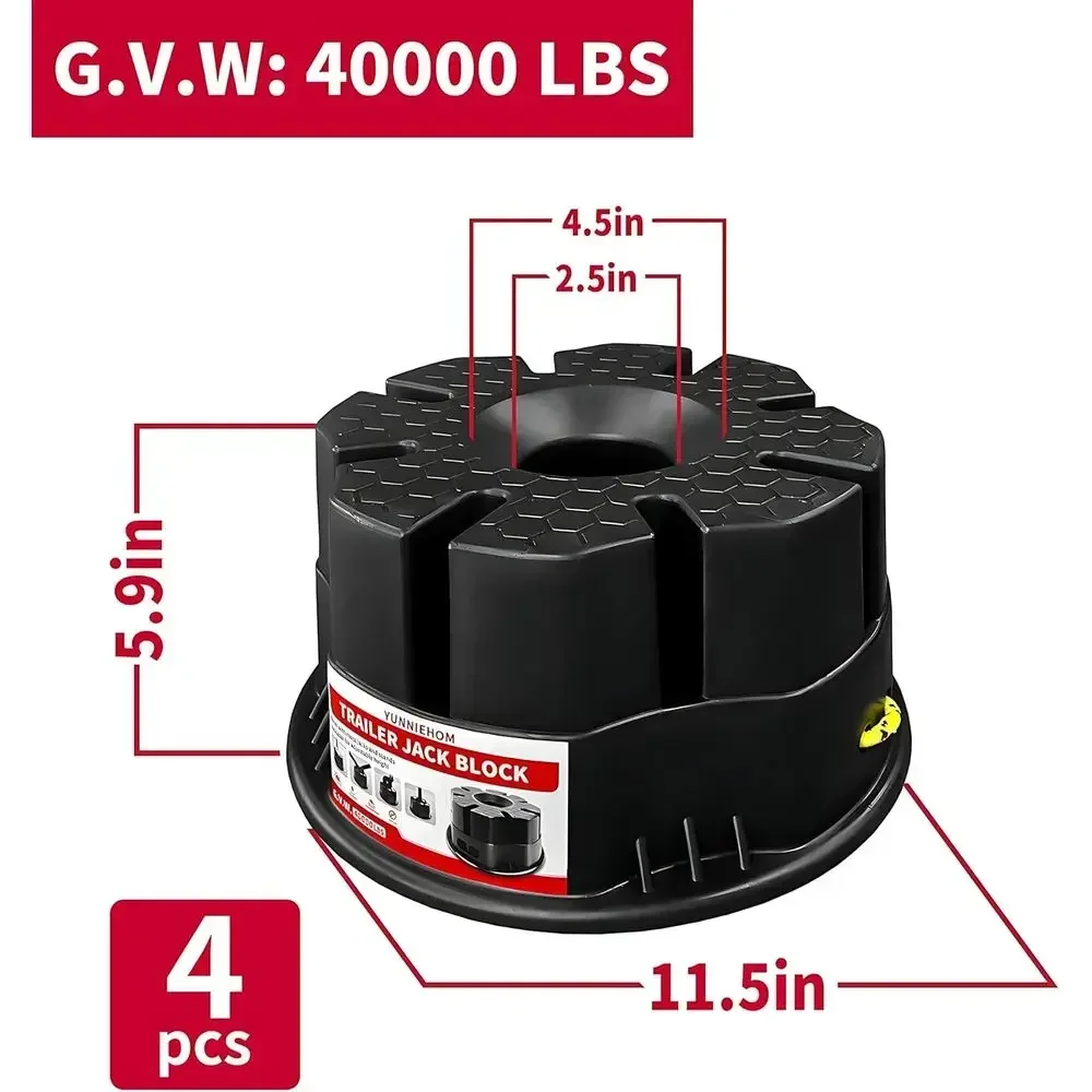 Trailer Jack Block 6’’H with Bag, Heavy Duty RV Stabilizer Blocks & Camper Leveling Blocks for Travel Trailer, Fits Any Tongue J