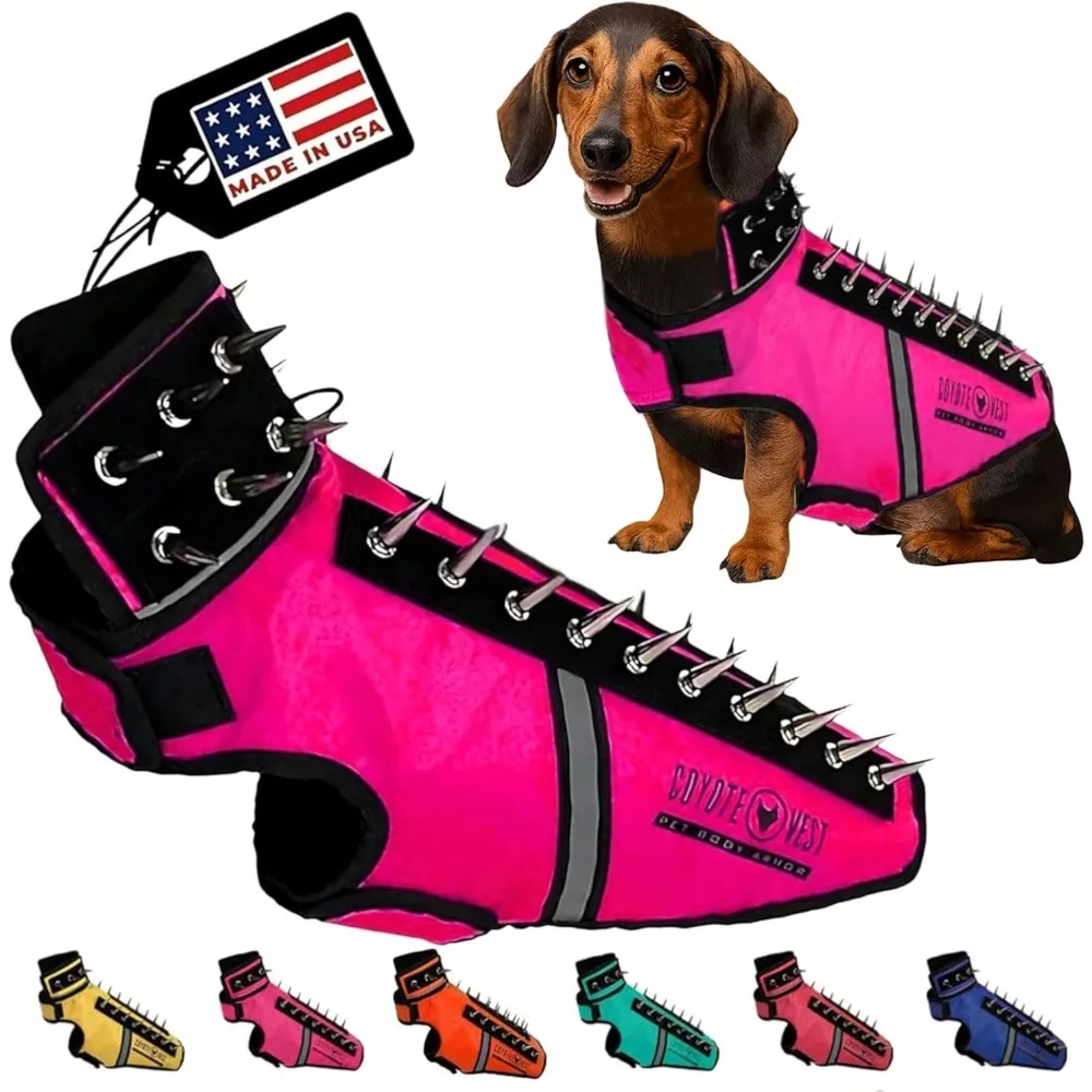 Arnés Reflectante SpikeVest Antiataque para Perros Pequeños, Chaleco Anti Coyote, Halcón y Rapaces, Color Rosa