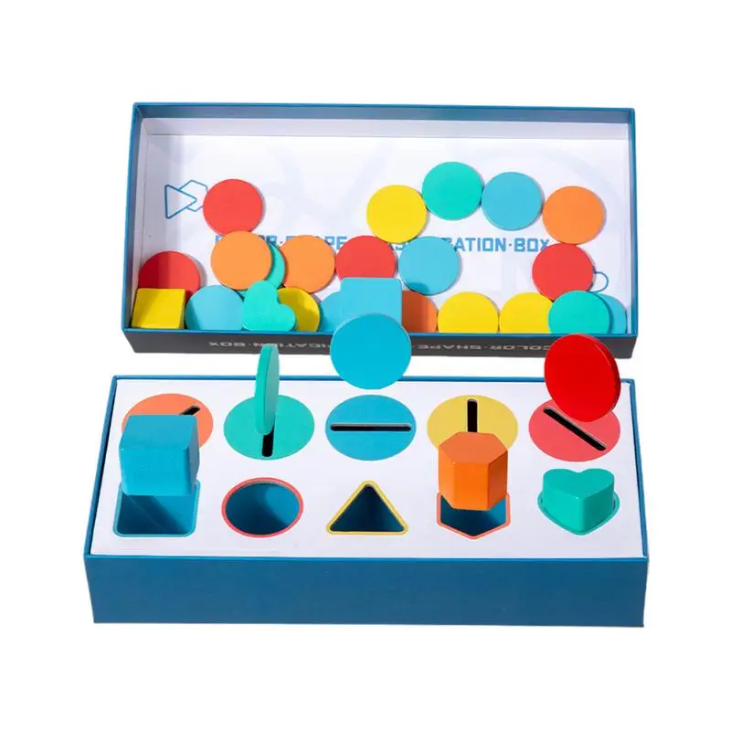 Classificação de brinquedos para a criança 3-5, forma de madeira, blocos de padrão de brinquedo, blocos educativos de correspondência, classificação de cores, brinquedos sensoriais para