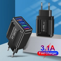 EU/US Plug USB Charger Fast Charge 3.1A For Phone Adapter for iPhone 12 Pro Max Tablet Portable Wall Mobile Charger Fast Charger