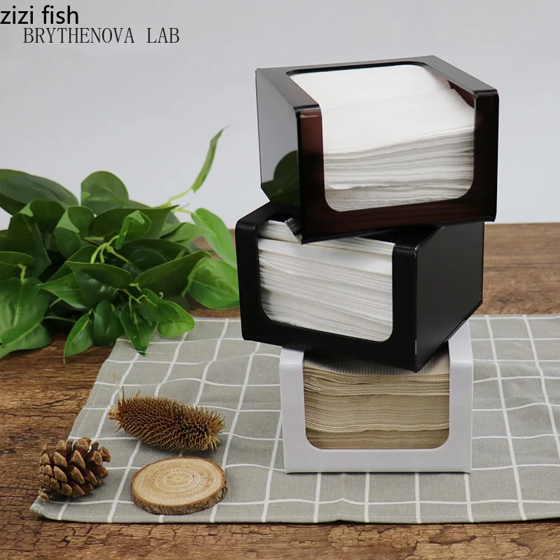 Acrylic Cup Holder Bamboo Storage Rack Milk Tea Shop Organizer Box Tissue Milk Tea Cup Holders Storage Napkin