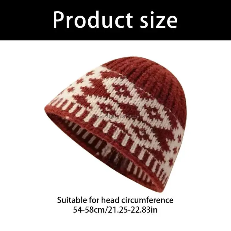قبعة شتوية متماسكة من الجاكار بنمط معيني، قبعة صوفية للنساء والفتيات في المكتب