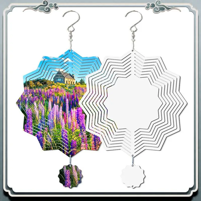 Spinner de viento en blanco para sublimación, Spinners de viento 3D para decoración de jardín al aire libre, encaje de estrella de F-8 pulgadas, 6 uds.