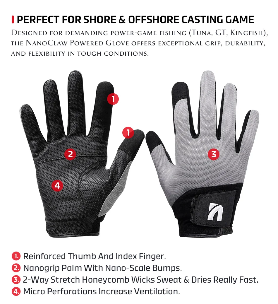 Noeby Nanoclaw Powered Angelhandschuhe Sonnenschutz UV-Schutz Schnelltrocknend Shore Jigging Casting Game Fishing TUNA GT Sporthandschuhe – Detail 4