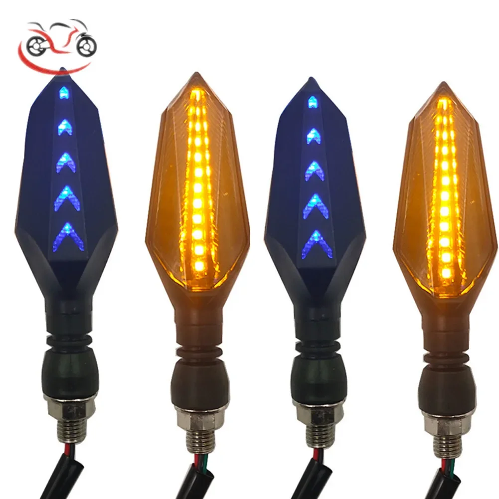 4PCS Motorcycle LED Turn Signals Water Flowing Dynamic Arrow Indicator Blinker Lamps Fit For Kawasaki Honda Yamaha Suzuki