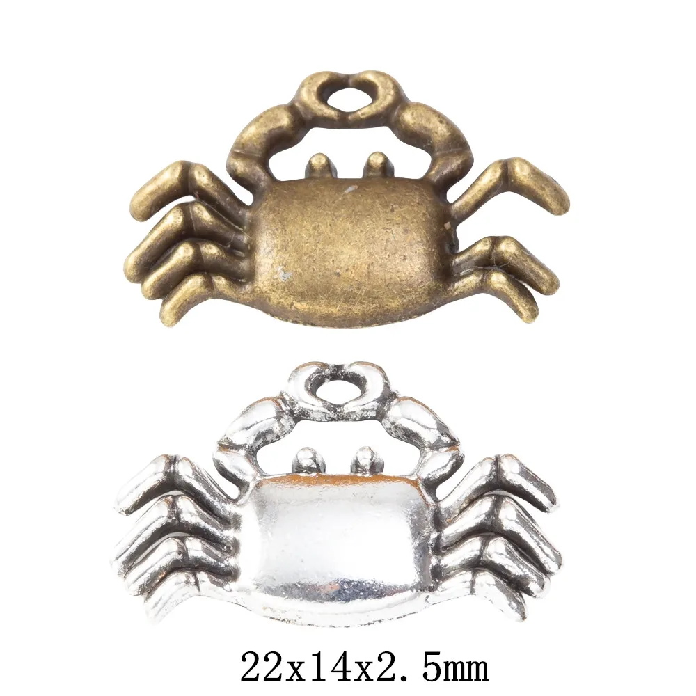 22pieces（Crab）vintage zinc alloy charm metal pendant DIY jewelry discovery making accessories3664