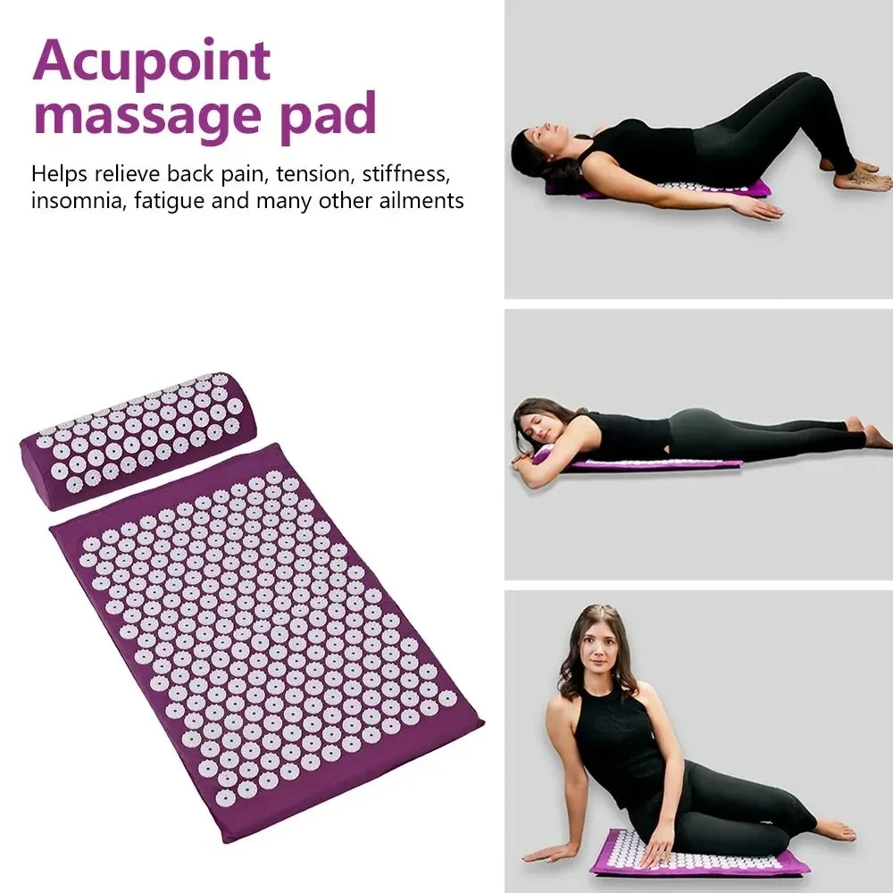 Yoga Massage Mat Acupressure Relieve Stress Back Cushion Massage Yoga Mat Back Pain Relief Needle Pad With Pillow