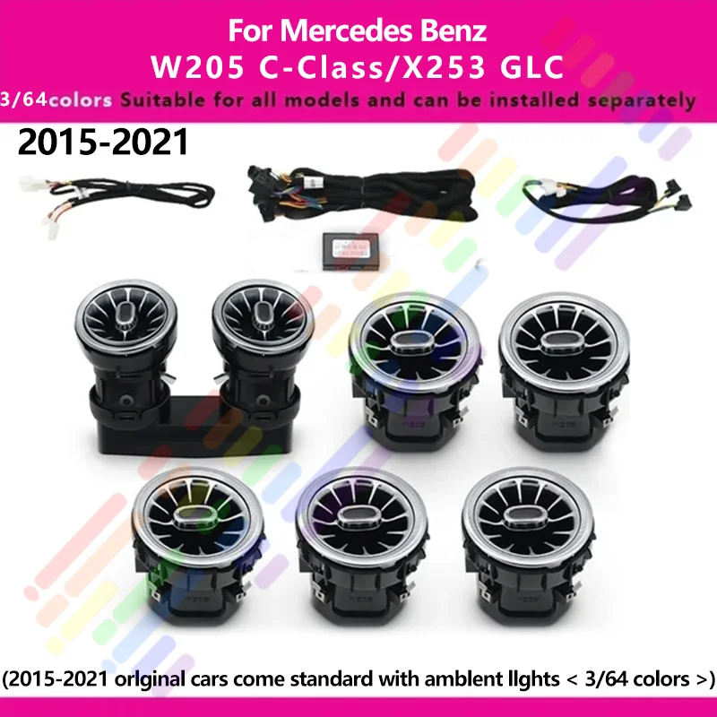 

For Mercedes Benz W205 X253 C-CLASS GLC Front and rear ventilation vent ambient lights Instrument panel Seat back ambient light