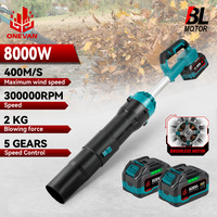 8000W Brushless Electric Turbo Blower Jet Fan 400M/S 300000RPM Detachable Violent Snow Dust Car Dryer For Makita 18V Battery Pin