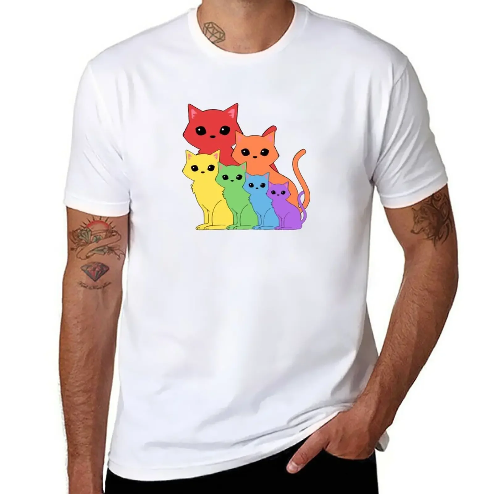

New Rainbow cats T-Shirt vintage t shirt sublime t shirt plus size tops funny t shirt shirts men