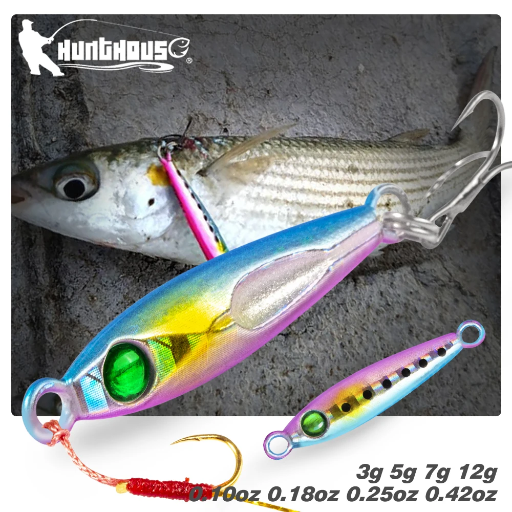 Plantilla de Metal HuntHouse, Micro plantilla, señuelo de pesca de caída lenta, 32mm, 5g, señuelos de Jigging, anzuelo de origen Biat para Aji Fish Jack Eye Finder LW809