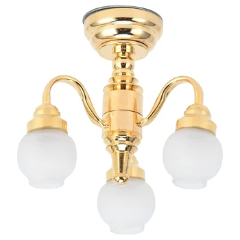 1/12 Puppenhaus Miniatur Deckenleuchte Dekoration Kronleuchter Batteriebetriebene dekorative Beleuchtung Lampen Zubehör