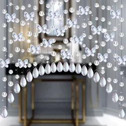 5X1m Crystal Bead Curtain Partition Entryway Bedroom Door Curtain Glass Butterfly Crystal Wedding Decoration