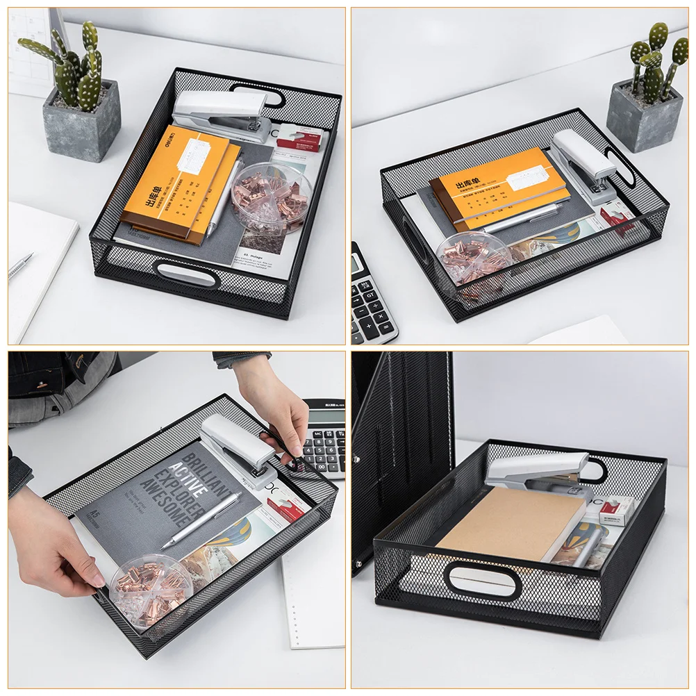 

1pc Premium Metal File Basket Storage Case Desktop Tray Organizer for Stationery Books Sundries Storage Basket Holder