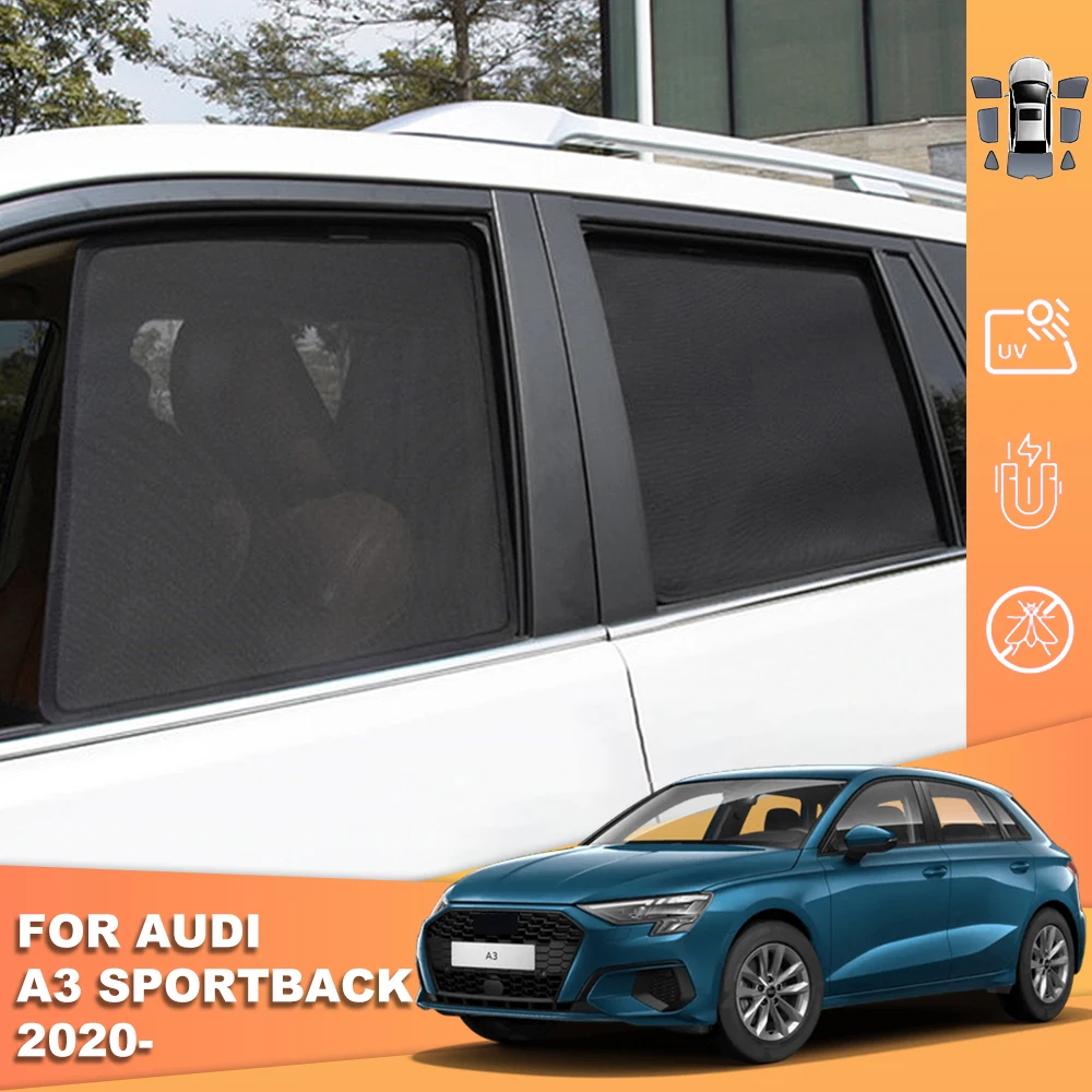 

For Audi A3 Sportback 8Y 2021 2022 2023 2024 Magnetic Car Sunshade Front Windshield Curtain Rear Side Baby Window Mesh Sun Shade