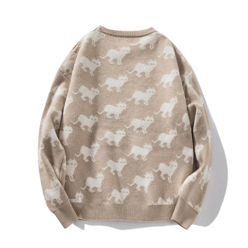 Cartoon Animal Kitten Printing Sweaters and Pullovers Men Sweater Fall Winter Fashion Knitted Sweater Mens Lazy Brand Oversized