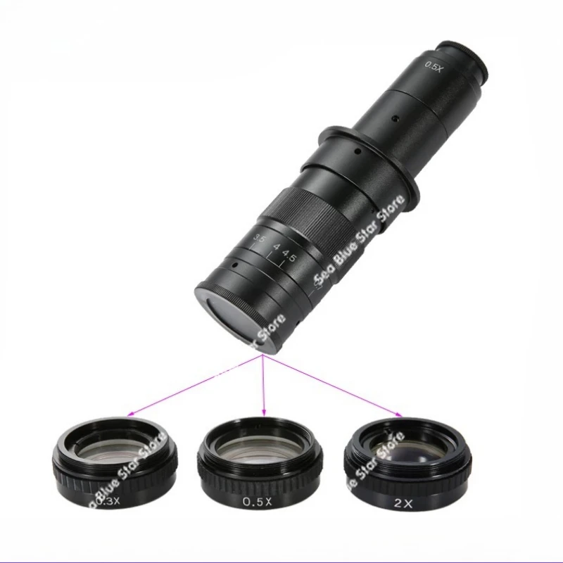 Objectif de microscope électronique industriel 10A, objectif auxiliaire à zoom optique 0.3X 0.5X 2X, objectif de grossissement, objectif zoom