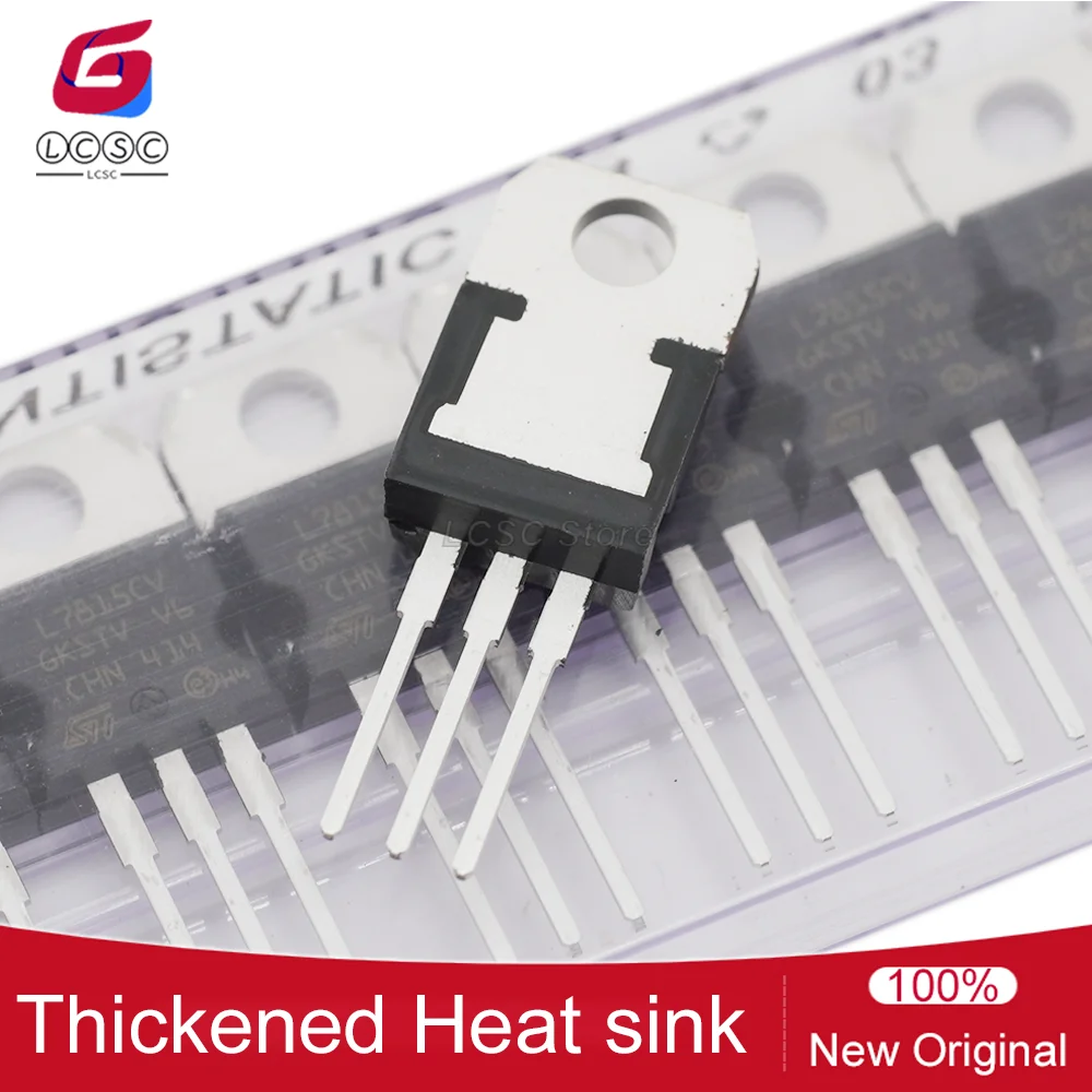 10Pcs/Original L7815CV-DG 58dB 120Hz Positive Fixed 15V TO-220 Voltage Regulators Linear Low Drop Out LDO Regulators