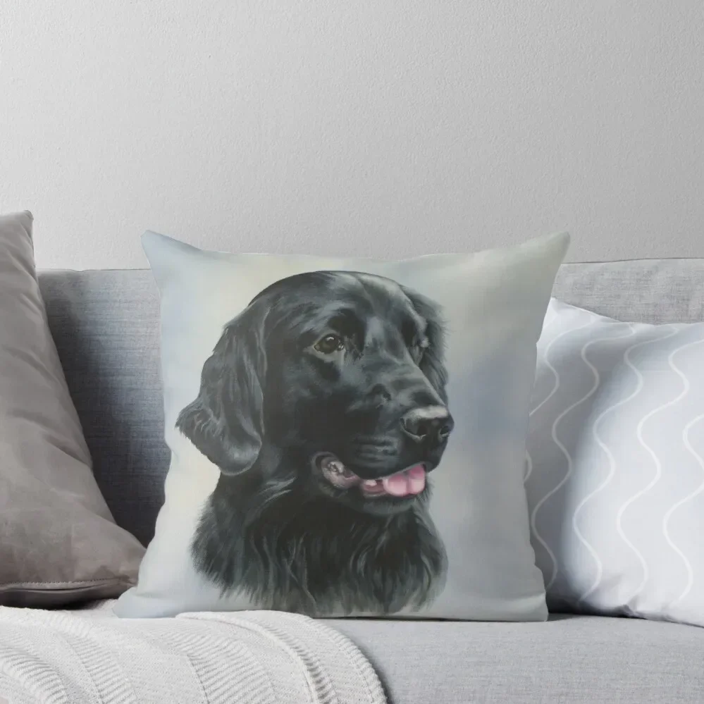 

Flat-Coated Retriever - black Throw Pillow Cushions christmas supplies sleeping pillows pillow